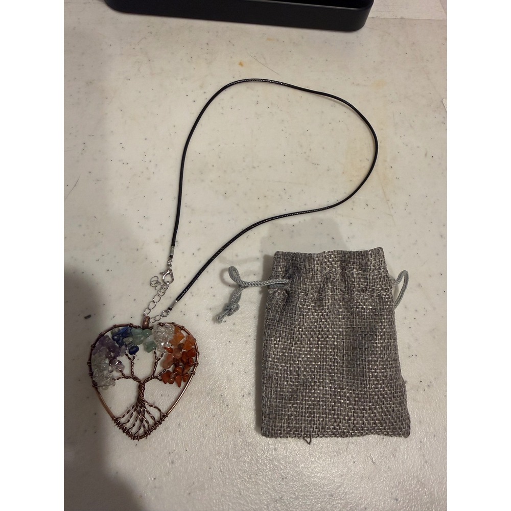 Unbranded Tree of Life Necklace Unisex OS Multicolor Excellent Chakra Heart Pend